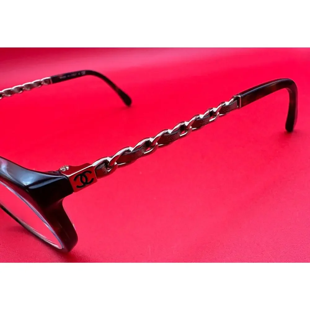 Chanel 3221-Q Gold Tone Intertwine Chain Link Tortoise 51-15-135 Eye Glasses